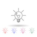 Light bulb and lighting multi color icon. Simple thin line, outline vector of idea icons for ui and ux, website or mobile Royalty Free Stock Photo