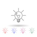 Light bulb and lighting multi color icon. Simple thin line, outline vector of idea icons for ui and ux, website or mobile Royalty Free Stock Photo