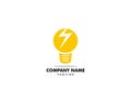 Light bulb and lightning bolt logo template, Electrical vector design, Lightbulb and flash logotype