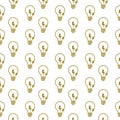 Light bulb and lightning bolt seamless pattern isolated on white background Royalty Free Stock Photo
