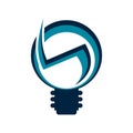 Light Bulb with lightning icon. linear style sign for mobile concept and web design Royalty Free Stock Photo