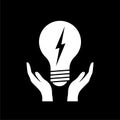 Light bulb with lightning symbol icon isolated on dark background Royalty Free Stock Photo