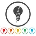 Light bulb with lightning symbol ring icon, color set Royalty Free Stock Photo