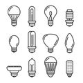 Light bulb line icon lamp. Led lightbulb energy electric economy light icon