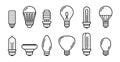 Light bulb line icon lamp. Led lightbulb energy electric economy light icon