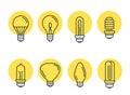 Light bulb line icon lamp. Led lightbulb energy electric economy light icon