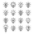 light bulb line icon set Royalty Free Stock Photo