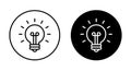 Light bulb line icon vector on black circle. Idea, creativity sign symbol Royalty Free Stock Photo