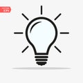 Light Bulb line icon vector, isolated on white background. Idea sign, solution, thinking concept. Lighting Electric lamp. Royalty Free Stock Photo