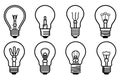 Light bulb logo icon isolated. Set of outline light bulbs. Innovative idea concept Royalty Free Stock Photo