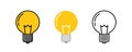 Light bulb logo icon three design, Color line, Flat lay and outline