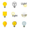 Light bulb logo icons set, cartoon style Royalty Free Stock Photo
