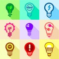 Light bulb logo icons set, flat style Royalty Free Stock Photo