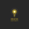 Light bulb logo, lamp shine creative innovation sign, web development, advertising, design agency emblem, idea power technology