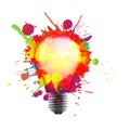 Light bulb made of colorful grunge splashes Royalty Free Stock Photo