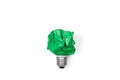 Light bulb made with green crumpled paper