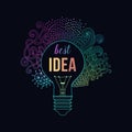 Light bulb made of handdrawn doodles, creative concept. Vector concept - creativity and idea. Lettering. quote. Creative Royalty Free Stock Photo