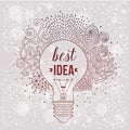 Light bulb made of handdrawn doodles, creative concept. Vector concept - creativity and idea. Lettering. quote. Creative Royalty Free Stock Photo