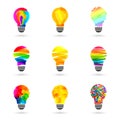 Lightbulb set made of paint