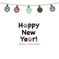 Light bulb made of paw prints creative cat dog lovers Merry Christmas happy new year greeting card Royalty Free Stock Photo