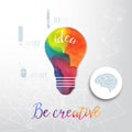 Light bulb made of watercolor, lightbulb and creative icons, watercolor creative concept. Vector concept - creativity and idea. Le Royalty Free Stock Photo