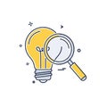 Light Bulb with Magnifying Glass, Idea Search, vector design Generative AI Royalty Free Stock Photo