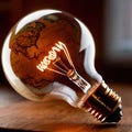 Light bulb with map, showing creative travel concepts and ideas