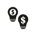 Light bulb money dollar sign. Vector illustration. EPS 10. Royalty Free Stock Photo