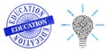 Grunge Education Seal and Triangle Light Bulb Mosaic Royalty Free Stock Photo