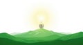 Light bulb on mountain peak isolated on white background Royalty Free Stock Photo