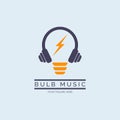 light bulb music earphone logo design template for brand or company and other