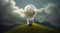 Light bulb, nature background,Creative with inspiration, Innovative technology, Energy and environmental concepts. Generative Ai Royalty Free Stock Photo