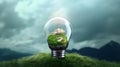 Light bulb, nature background,Creative with inspiration, Innovative technology, Energy and environmental concepts. Generative Ai Royalty Free Stock Photo