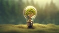 Light bulb, nature background,Creative with inspiration, Innovative technology, Energy and environmental concepts. Generative Ai Royalty Free Stock Photo