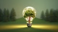 Light bulb, nature background,Creative with inspiration, Innovative technology, Energy and environmental concepts. Generative Ai Royalty Free Stock Photo