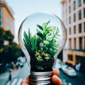 light bulb in nature with plants inside in city Royalty Free Stock Photo