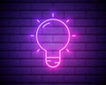 Light bulb neon sign. Idea concept design. Night bright neon sign, colorful billboard, light banner. Vector illustration in neon Royalty Free Stock Photo