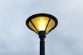 Light bulb night lamp lighting for safety. vintage street lamp post lantern lanterns at the par Royalty Free Stock Photo