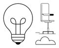Light Bulb, Office Chair, and Cloud Icon Creativity, Innovation, and Workspace Concepts Royalty Free Stock Photo