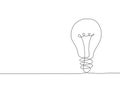 Light bulb One line drawing on white background