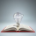 Light bulb on open book. Idea or creativity concept. Education. Royalty Free Stock Photo