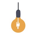 light bulb in orange color on black wire isolated on white background. Vector illustration of large round light bulb Royalty Free Stock Photo