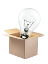 Light bulb out of the box concept isolated Royalty Free Stock Photo