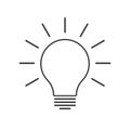 Light bulb outline icon, flat design style, thin line vector illustration. Idea symbol