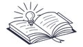 Light Bulb over Open Book for Idea and Knowledge, vector design Generative AI Royalty Free Stock Photo
