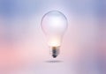 Light bulb on a pastel color tone background