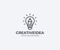 Light bulb and pencil logo template. Creative idea vector design