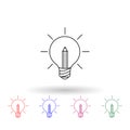 Light bulb and pencil multi color icon. Simple thin line, outline vector of idea icons for ui and ux, website or mobile Royalty Free Stock Photo