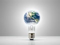 Light bulb with planet earth as it glass, save the world, energy saving, AI generated