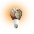 Light bulb with planet Earth isolated .Elements of this image furnished by NASA Royalty Free Stock Photo